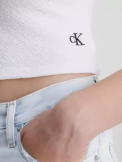 Calvin Klein Crop Top En Seersucker élastique -Pas Cher Calvin Klein Magasin J20J221011 YAF alternate2