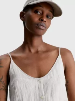 Calvin Klein Robe-débardeur Entièrement Boutonnée -Pas Cher Calvin Klein Magasin J20J221134 ACI alternate2