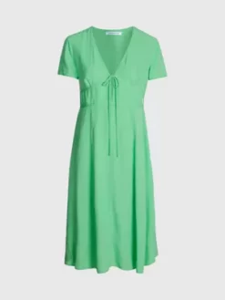 Calvin Klein Robe Longueur Midi à Manches Courtes En Crêpe -Pas Cher Calvin Klein Magasin J20J221140 L1C alternate5