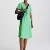 Calvin Klein Robe Longueur Midi à Manches Courtes En Crêpe -Pas Cher Calvin Klein Magasin J20J221140 L1C main