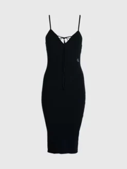 Calvin Klein Robe En Coton Bio Avec Encolure à Nouer -Pas Cher Calvin Klein Magasin J20J221156 BEH alternate4