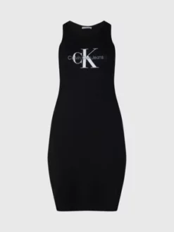 Calvin Klein Robe-débardeur Grande Taille Côtelée à Monogramme 11 Calvin Klein Robe-débardeur Grande Taille Côtelée à Monogramme -Pas Cher Calvin Klein Magasin J20J221207 BEH alternate4