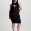 Calvin Klein Robe-débardeur Grande Taille Côtelée à Monogramme