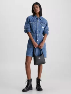 Calvin Klein Robe En Jean Entièrement Boutonnée