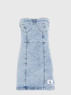 Calvin Klein Robe Corset En Denim Recyclé 11 Calvin Klein Robe Corset En Denim Recyclé -Pas Cher Calvin Klein Magasin J20J221276 1AA alternate4