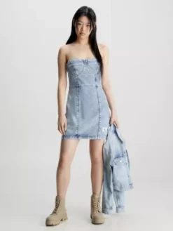 Calvin Klein Robe Corset En Denim Recyclé