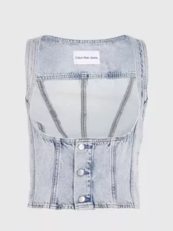 Calvin Klein Gilet Corset En Denim -Pas Cher Calvin Klein Magasin J20J221286 1AA alternate4