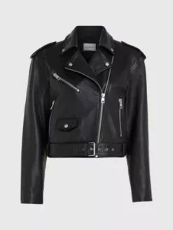 Calvin Klein Blouson Biker En Cuir 11 Calvin Klein Blouson Biker En Cuir -Pas Cher Calvin Klein Magasin J20J221387 BEH alternate4