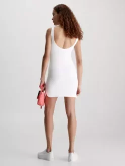 Calvin Klein Robe Slim Moulante Côtelée -Pas Cher Calvin Klein Magasin J20J221400 YAF alternate1