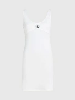 Calvin Klein Robe Slim Moulante Côtelée -Pas Cher Calvin Klein Magasin J20J221400 YAF alternate4