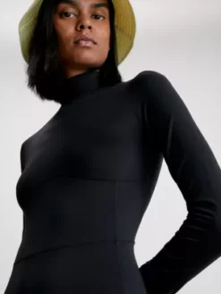 Calvin Klein Robe Longueur Midi Slim élastique à Manches Longues -Pas Cher Calvin Klein Magasin J20J221405 BEH alternate2