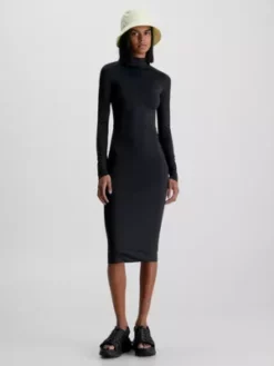 Calvin Klein Robe Longueur Midi Slim élastique à Manches Longues