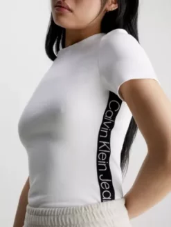 Calvin Klein T-shirt Logo Tape En Jersey Milano -Pas Cher Calvin Klein Magasin J20J221414 YAF alternate3