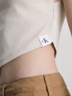 Calvin Klein Débardeur Court En Jersey Côtelé -Pas Cher Calvin Klein Magasin J20J221419 ACF alternate2