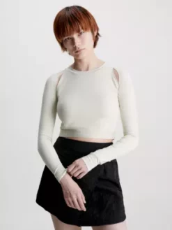 Calvin Klein Haut Slim Ajouré à Manches Longues