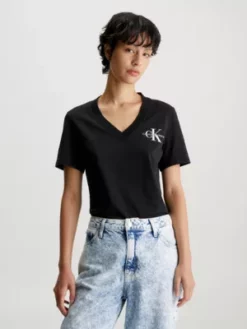 Calvin Klein T-shirt Avec Monogramme Et Col En V