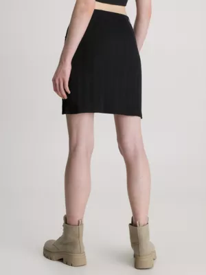 Calvin Klein Jupe En Coton élastique Boutonnée Sur Le Côté 4 Calvin Klein Jupe En Coton élastique Boutonnée Sur Le Côté – Image 2