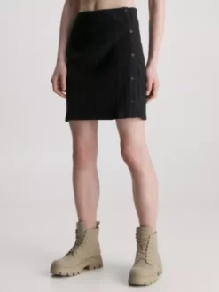 Calvin Klein Jupe En Coton élastique Boutonnée Sur Le Côté