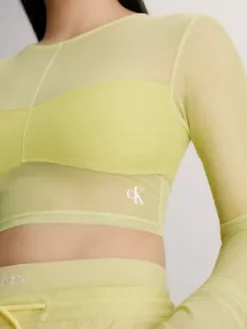 Calvin Klein Haut Court à Manches Longues En Maille -Pas Cher Calvin Klein Magasin J20J221461 KCQ alternate3