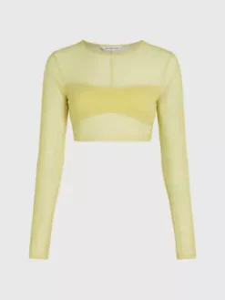 Calvin Klein Haut Court à Manches Longues En Maille -Pas Cher Calvin Klein Magasin J20J221461 KCQ alternate5