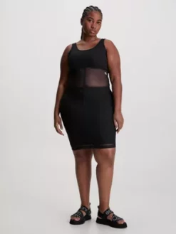 Calvin Klein Robe-débardeur Double épaisseur En Maille -Pas Cher Calvin Klein Magasin J20J221463 BEH alternate1