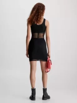 Calvin Klein Robe-débardeur Double épaisseur En Maille -Pas Cher Calvin Klein Magasin J20J221463 BEH alternate2