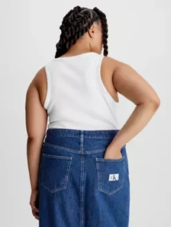 Calvin Klein Débardeur Slim Côtelé En Coton -Pas Cher Calvin Klein Magasin J20J221496 YAF alternate2