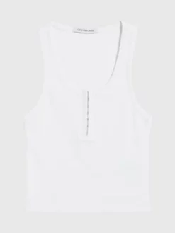 Calvin Klein Débardeur Slim Côtelé En Coton -Pas Cher Calvin Klein Magasin J20J221496 YAF alternate5