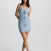 Calvin Klein Mini-robe Zippée En Jean -Pas Cher Calvin Klein Magasin J20J221502 1AA main