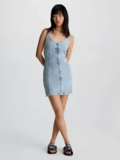 Calvin Klein Mini-robe Zippée En Jean