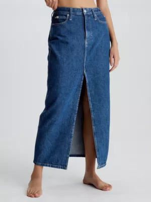 Calvin Klein Jupe Longue Taille Haute En Denim 3 Calvin Klein Jupe Longue Taille Haute En Denim