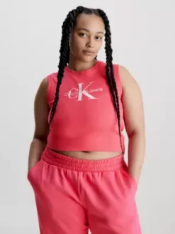 Calvin Klein Débardeur Court Avec Monogramme -Pas Cher Calvin Klein Magasin J20J221521 XI1 alternate1