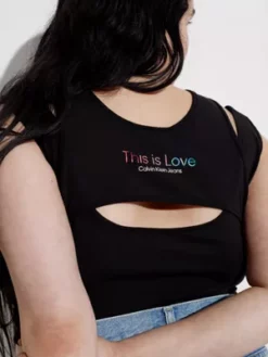 Calvin Klein Débardeur Ajouré Court - Pride -Pas Cher Calvin Klein Magasin J20J221542 BEH alternate3