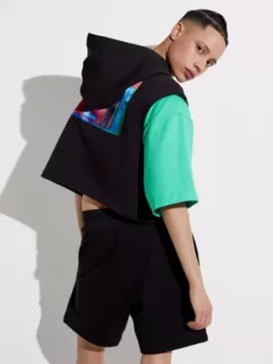 Calvin Klein Sweat-shirt à Capuche Court Sans Manches - Pride -Pas Cher Calvin Klein Magasin J20J221550 BEH alternate2