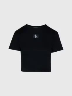 Calvin Klein T-shirt à Insigne En Jersey Côtelé 13 Calvin Klein T-shirt à Insigne En Jersey Côtelé -Pas Cher Calvin Klein Magasin J20J221595 BEH alternate5