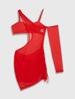 Calvin Klein Robe Ajourée En Maille Superposée - Pride -Pas Cher Calvin Klein Magasin J20J221598 XAJ alternate6