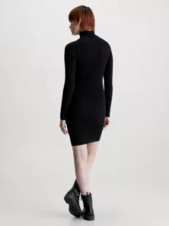 Calvin Klein Robe Slim Côtelée à Col Roulé 10 Calvin Klein Robe Slim Côtelée à Col Roulé -Pas Cher Calvin Klein Magasin J20J221690 BEH alternate2