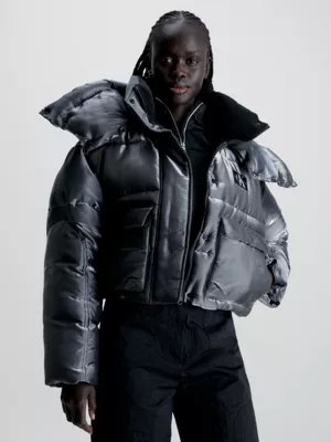 Calvin Klein Doudoune à Capuche Fini Métal Liquide 3 Calvin Klein Doudoune à Capuche Fini Métal Liquide