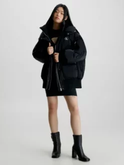 Calvin Klein Bomber à Capuche Oversize -Pas Cher Calvin Klein Magasin J20J221879 BEH alternate4