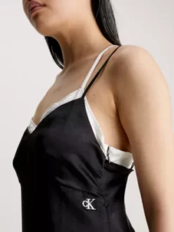 Calvin Klein Robe Nuisette Longueur Midi En Satin -Pas Cher Calvin Klein Magasin J20J221906 BEH alternate4