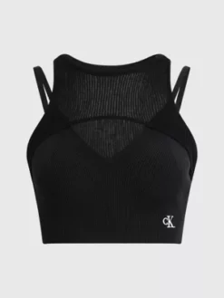 Calvin Klein Débardeur En Maille Double épaisseur -Pas Cher Calvin Klein Magasin J20J221958 BEH alternate5