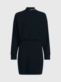 Calvin Klein Robe à Manches Longues En Jersey Milano -Pas Cher Calvin Klein Magasin J20J221982 BEH alternate5