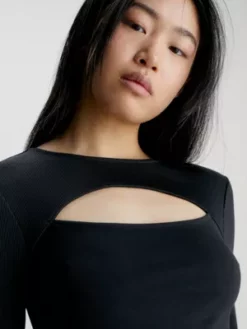 Calvin Klein Robe Ajourée En Jersey Milano -Pas Cher Calvin Klein Magasin J20J221984 BEH alternate2