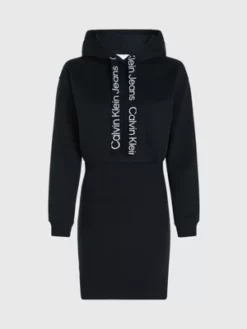 Calvin Klein Robe Sweat à Capuche Avec Logo Tape -Pas Cher Calvin Klein Magasin J20J221991 BEH alternate5