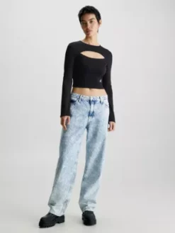 Calvin Klein Haut Milano Ajouré à Manches Longues -Pas Cher Calvin Klein Magasin J20J222009 BEH alternate3