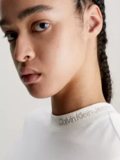 Calvin Klein T-shirt Slim Avec Col Orné Du Logo -Pas Cher Calvin Klein Magasin J20J222015 YBI alternate3