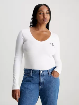 Calvin Klein Haut Slim Côtelé à Col En V 4 Calvin Klein Haut Slim Côtelé à Col En V – Image 2