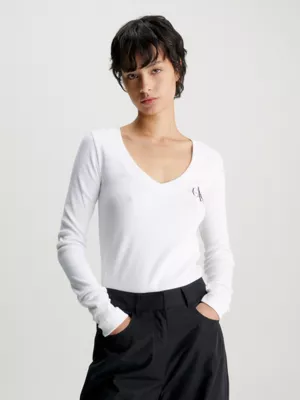 Calvin Klein Haut Slim Côtelé à Col En V 3 Calvin Klein Haut Slim Côtelé à Col En V