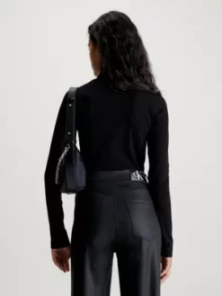 Calvin Klein Haut Côtelé à Col Roulé Avec Monogramme -Pas Cher Calvin Klein Magasin J20J222024 BEH alternate2