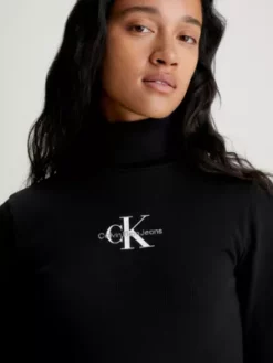 Calvin Klein Haut Côtelé à Col Roulé Avec Monogramme -Pas Cher Calvin Klein Magasin J20J222024 BEH alternate3